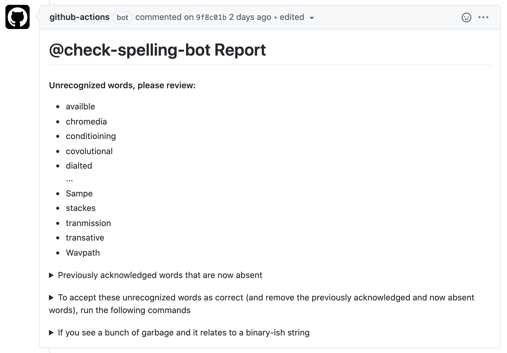 check-spelling-bot Report